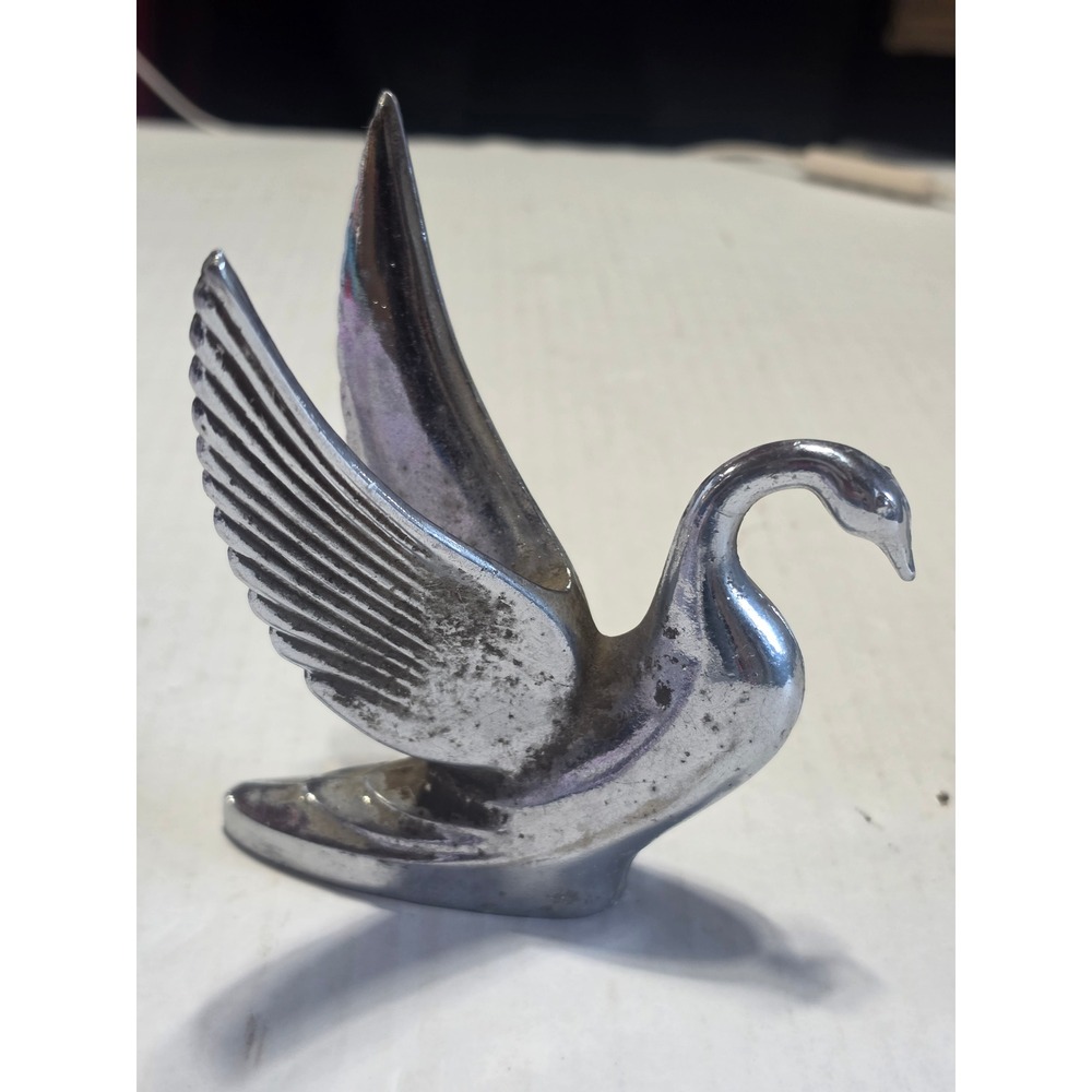 Vintage Chrome Swan Hood Ornament Classic Car Mascot Art Deco Silver 6 Inch